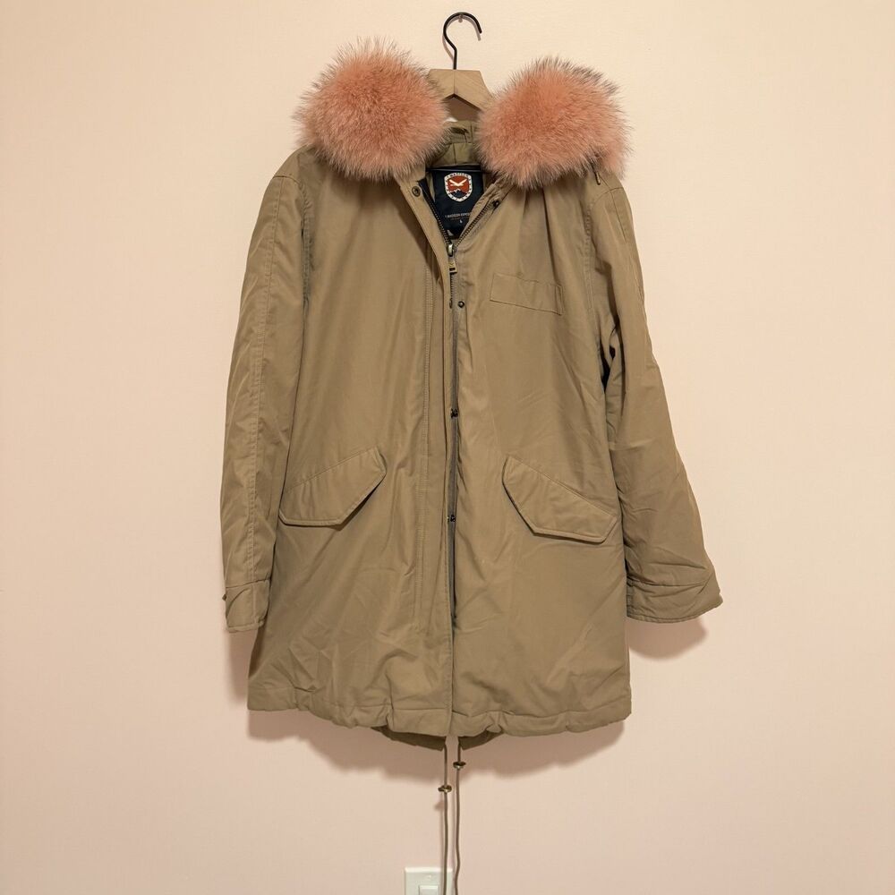 1 Madison Expedition Parka With Genuine Pink Fox Fur Trim Women's Size L